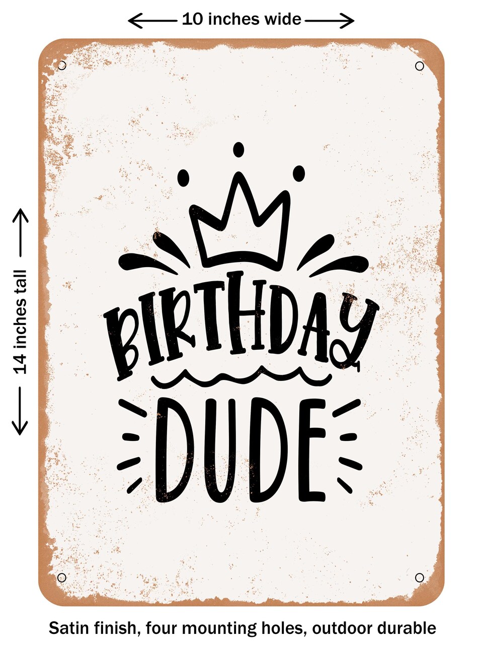 DECORATIVE METAL SIGN - Birthday Dude - 2 - Vintage Rusty Look